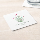 ピンクフラワーオコティロサボテン結婚のカクテルアワー スクエアペーパーコースター (アングル)