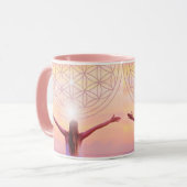 ピンクフラワーオブライフマグカップ – 権限を持つ女性デザイン マグカップ (正面左)