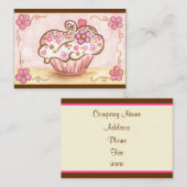 ピンクフラワーカップケーキベーカリー名刺 名刺 (正面/裏面)