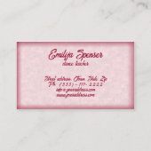 ピンクフラワーカップルダンススタジオビジネスカード 名刺 (裏面)