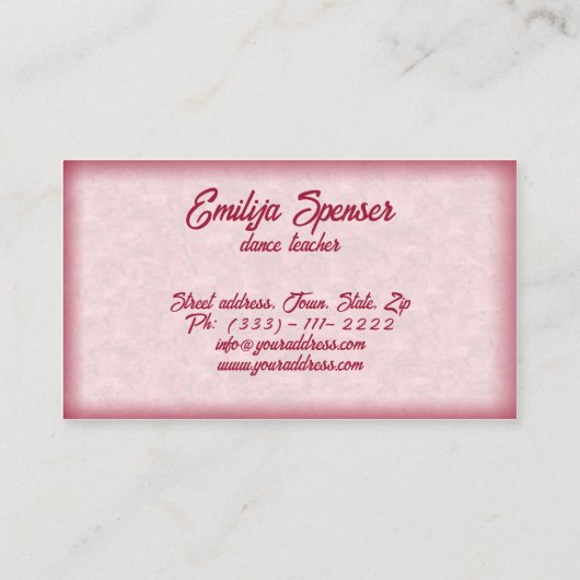 ピンクフラワーカップルダンススタジオビジネスカード 名刺 (裏面)