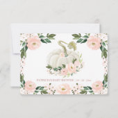 ピンクフラワーカボチャ秋ベビーシャワーアドバイスカード 招待状 (裏面)