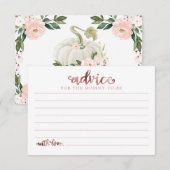 ピンクフラワーカボチャ秋ベビーシャワーアドバイスカード 招待状 (正面/裏面)