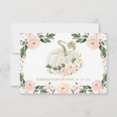 ピンクフラワーカボチャ秋ベビーシャワーアドバイスカード 招待状 (裏面)