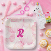 ピンクフラワーガールパーティープレート ペーパープレート (パーティー)