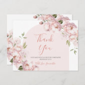 ピンクフラワーガールベビーシャワーベビーイン開花 サンキューカード (正面/裏面)