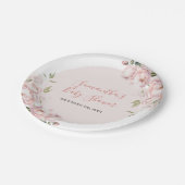 ピンクフラワーガールベビーシャワーベビーイン開花 ペーパープレート (アングル)