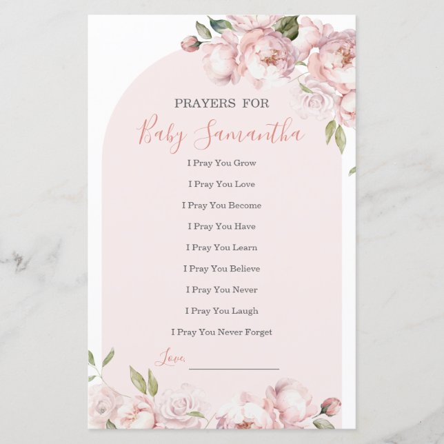 ピンクフラワーガールベビー開花祈りの言葉ベビー (正面)