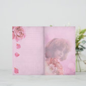 ピンクフラワーガールヴィンテージスクラップブック紙 (スタンド正面)