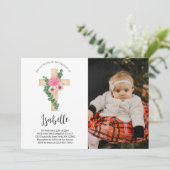 ピンクフラワークロスフォトバプテスマ招待状 招待状 (スタンド正面)