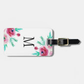ピンクフラワーグリーンリーフブーケデザイン ラゲッジタグ (正面横)