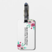 ピンクフラワーグリーンリーフブーケデザイン ラゲッジタグ (裏面縦)