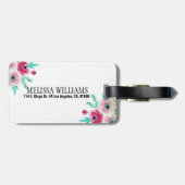 ピンクフラワーグリーンリーフブーケデザイン ラゲッジタグ (裏面横)