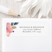 ピンクフラワーグリーン結婚フローラ差出人住所 ラベル (インサイチュ)