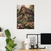 ピンクフラワーコテージ ポスター (ホームオフィス)