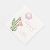 ピンクフラワーサボテン女性のカーボーイベビーシャワー スタンダードランチョンナプキン (角)