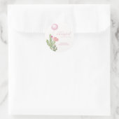 ピンクフラワーサボテン女性のカーボーイベビーシャワー ラウンドシール (バッグ)