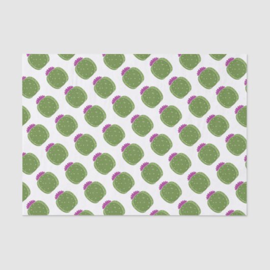 ピンクフラワーショートサボテンプリントティッシュペーパー 薄葉紙 (正面)