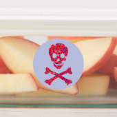 ピンクフラワースカル ラベル (貼付)