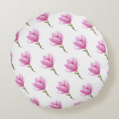 ピンクフラワースケッチラウンドスロークッション ラウンドクッション (裏面)