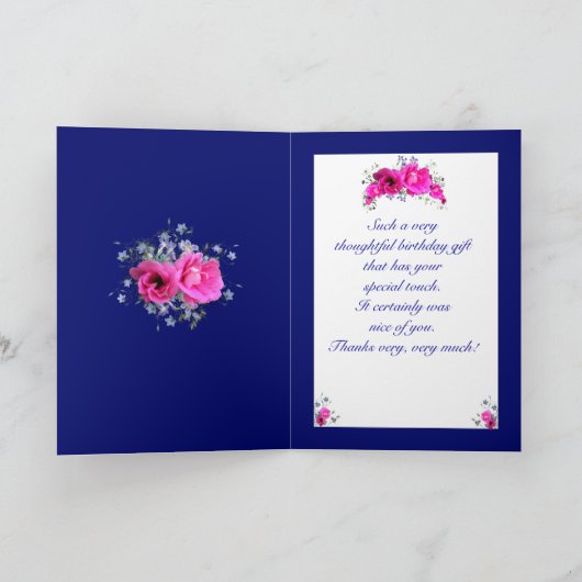 ピンクフラワーズありがとう誕生日ギフトカード サンキューカード (内部)
