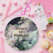 ピンクフラワーズアジサイ90誕生日紙プレート ペーパープレート (パーティー)