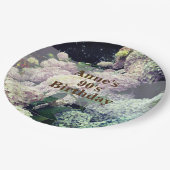 ピンクフラワーズアジサイ90誕生日紙プレート ペーパープレート (アングル)