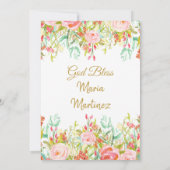 ピンクフラワーズアンド金ゴールドグリッターキンセアニェラ  招待状 (裏面)