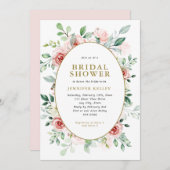 ピンクフラワーズオールオーバーデザインブライダルシャワー 招待状 (正面/裏面)
