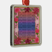 ピンクフラワーズカスタムスクエアシルバーオーナメント メタルオーナメント (右)