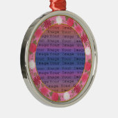 ピンクフラワーズカスタムラウンドシルバーオーナメント メタルオーナメント (右)