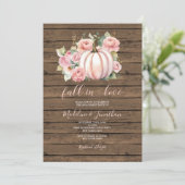 ピンクフラワーズカボチャ秋インラブ婚約パーティ 招待状 (スタンド正面)