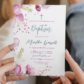 ピンクフラワーズガールバプテスマ《キリスト教》洗礼式や命名式 招待状