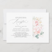 ピンクフラワーズグリーンエレガント夕べ披露宴 招待状 (正面)