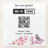 ピンクフラワーズゲ結婚ストWifi ガラスコースター (正面)