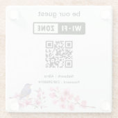 ピンクフラワーズゲ結婚ストWifi ガラスコースター (裏面)