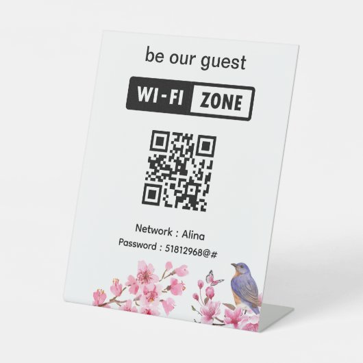 ピンクフラワーズゲ結婚ストWifi 台座サイン (正面)