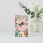 ピンクフラワーズピアニスト音楽先生名刺 名刺 (スタンド正面)