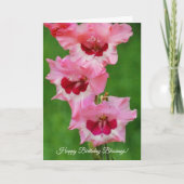 ピンクフラワーズフローラアート信仰誕生日カード カード (正面)