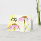 ピンクフラワーズフローラアート誕生日カード カード (正面)