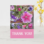ピンクフラワーズフローラバラペチュニアサンキュー カード (黄色い花)