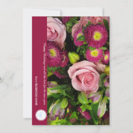 ピンクフラワーズフローラブーケホリディビジネスクリスマス シーズンカード