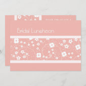ピンクフラワーズブライダルランチョン招待状カード 招待状 (正面/裏面)