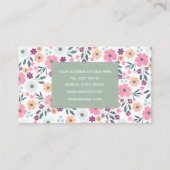 ピンクフラワーズボタニカルグリーンデザイン 名刺 (裏面)