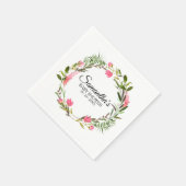 ピンクフラワーズボホフローラリースベビーシャワー スタンダードカクテルナプキン (角)