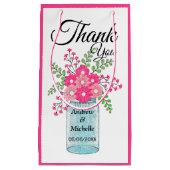 ピンクフラワーズメイソンジャーサンキュー スモールペーパーバッグ (正面)
