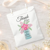 ピンクフラワーズメイソンジャールありがとう フェイバーバッグ (クリップ留めされた状態)