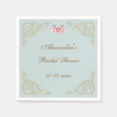 ピンクフラワーズロココヴィンテージ牡丹ブライダルシャワー スタンダードカクテルナプキン (正面)