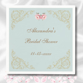 ピンクフラワーズロココヴィンテージ牡丹ブライダルシャワー スタンダードカクテルナプキン