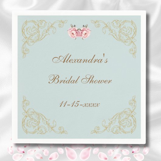ピンクフラワーズロココヴィンテージ牡丹ブライダルシャワー スタンダードカクテルナプキン